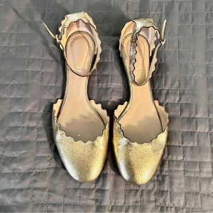Chloe Lauren D’orsay Ballet Flats in Gold Leather